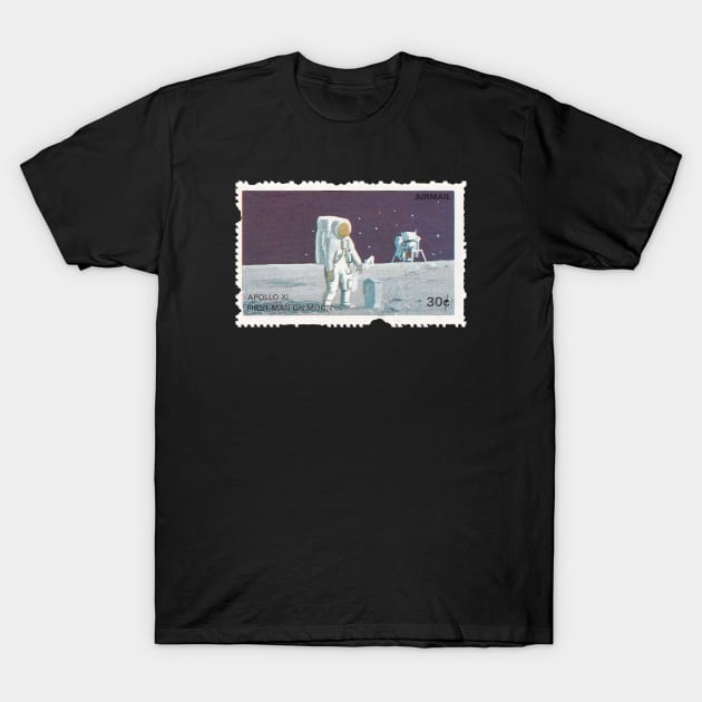 Man On The Moon Vintage Postal Stamp Astronaut Art T-Shirt by JMCdesign